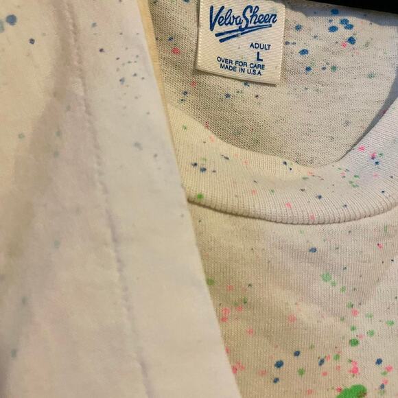 Vintage 90s Big Boy Paint Splatter Single Stitch Shirt Adult Large - Picture 2 of 3